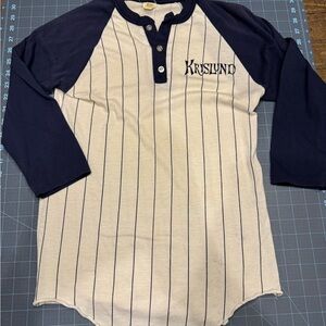 VINTAGE 1970’s!!!! Navy and White Vintage Baseball Krislund shirt